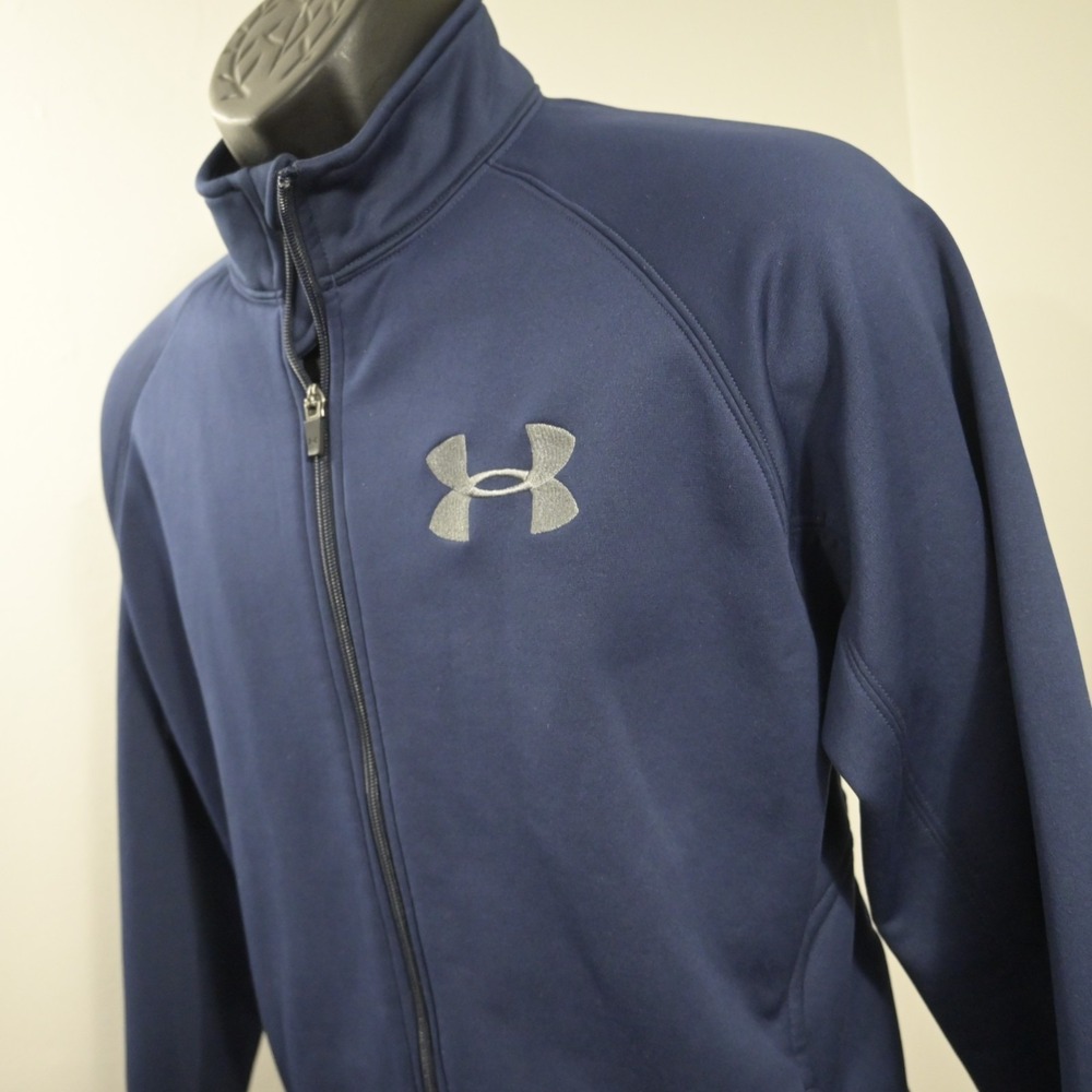 Under Armour Fleece Full Zip Jacket Blue Long Sleeve W/ Pockets Mens Size Small